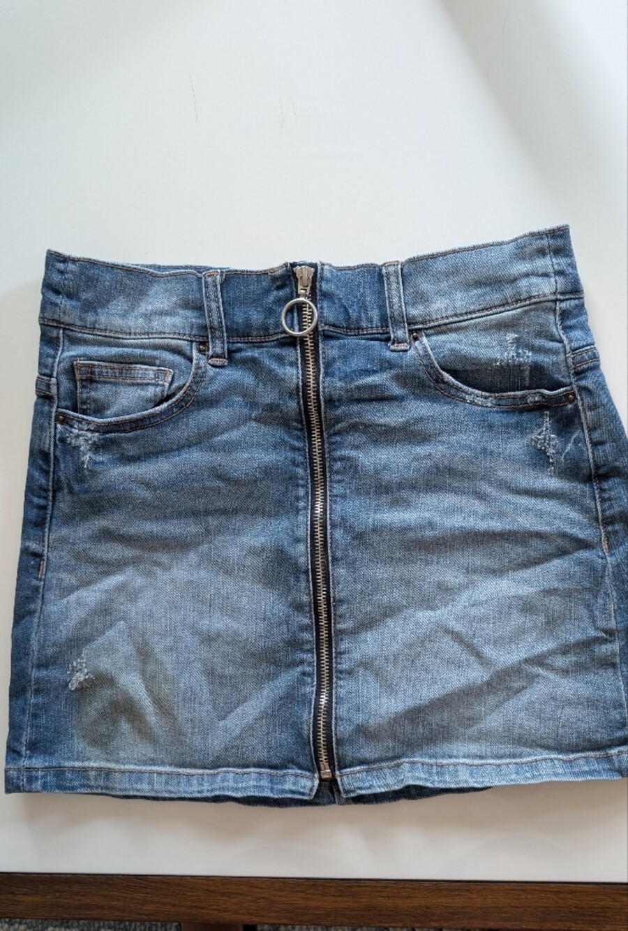 Women's Blue Denim Zip-Front Jeans Skirt